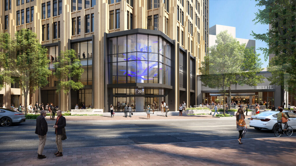 Rendering of 201 N Tryon exterior retail